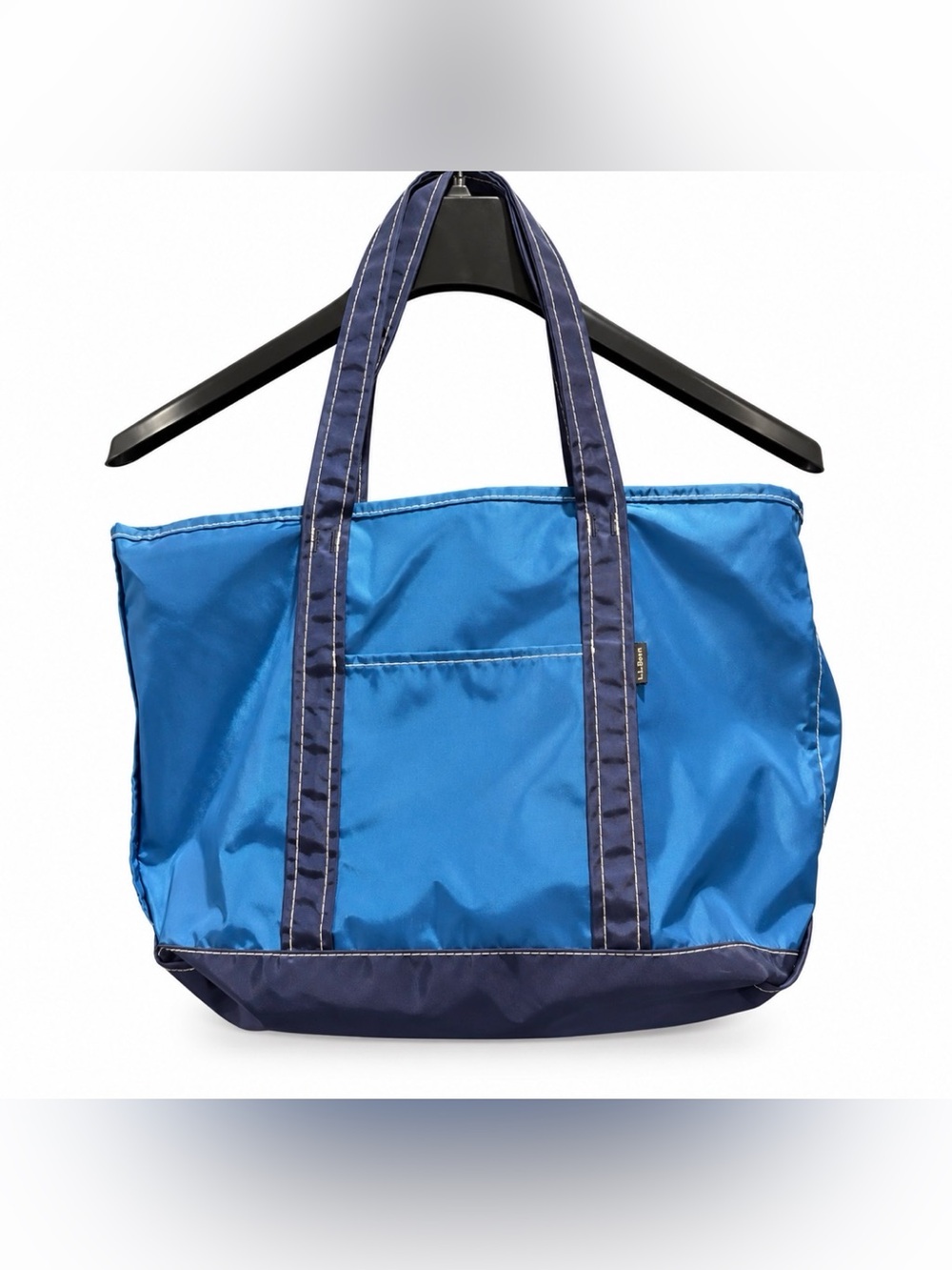 Vintage LL Bean NYLON Boat And Tote Bag Zippered Blue White Stripe Rare 80s 90s